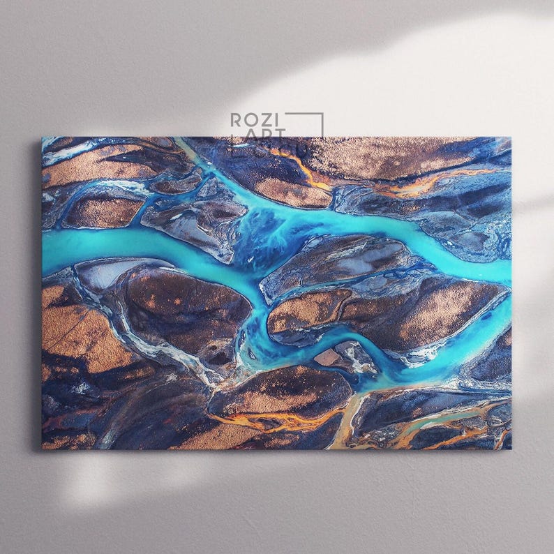 Blue abstract marble prints for home, modern office decor, luxury bedroom canvas, oversized wall art, apartment wall prints