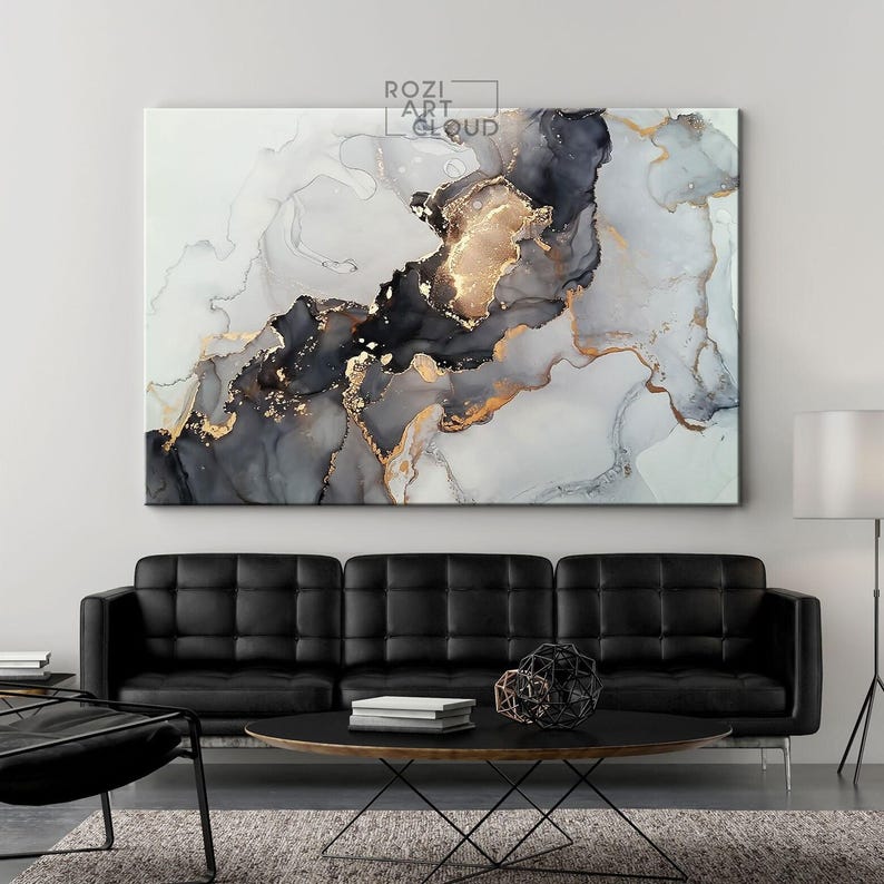 Minimalist wall art, abstract black and white