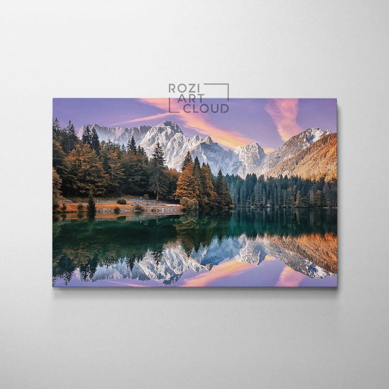 Mountain autumn wall art, italy nature art prints, modern contemporary living room decor, bedroom framed art, lake house decor