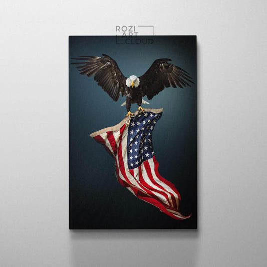 American eagle wall art, usa flag art prints, modern wall art for living room, home office wall decoration, animal poster prints