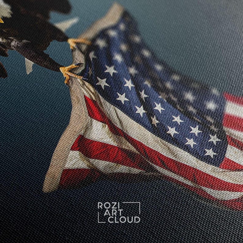 American eagle wall art, usa flag art prints, modern wall art for living room, home office wall decoration, animal poster prints