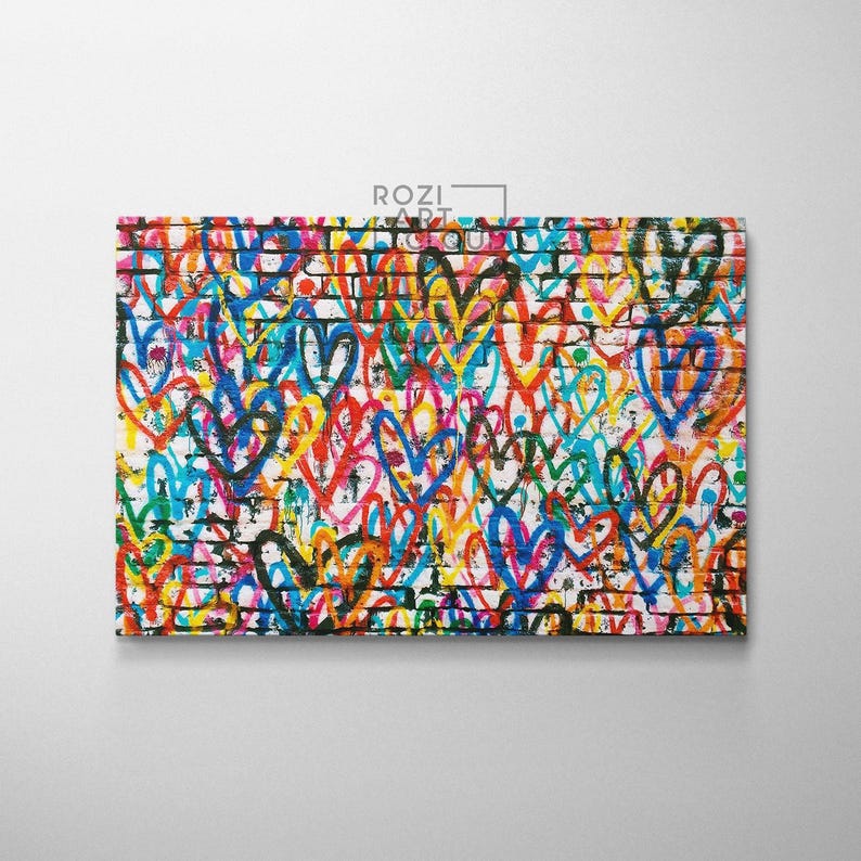 Abstract love wall prints canvas poster for bedroom, street art canvas, pop culture canvas decor, guest room interior, pop art