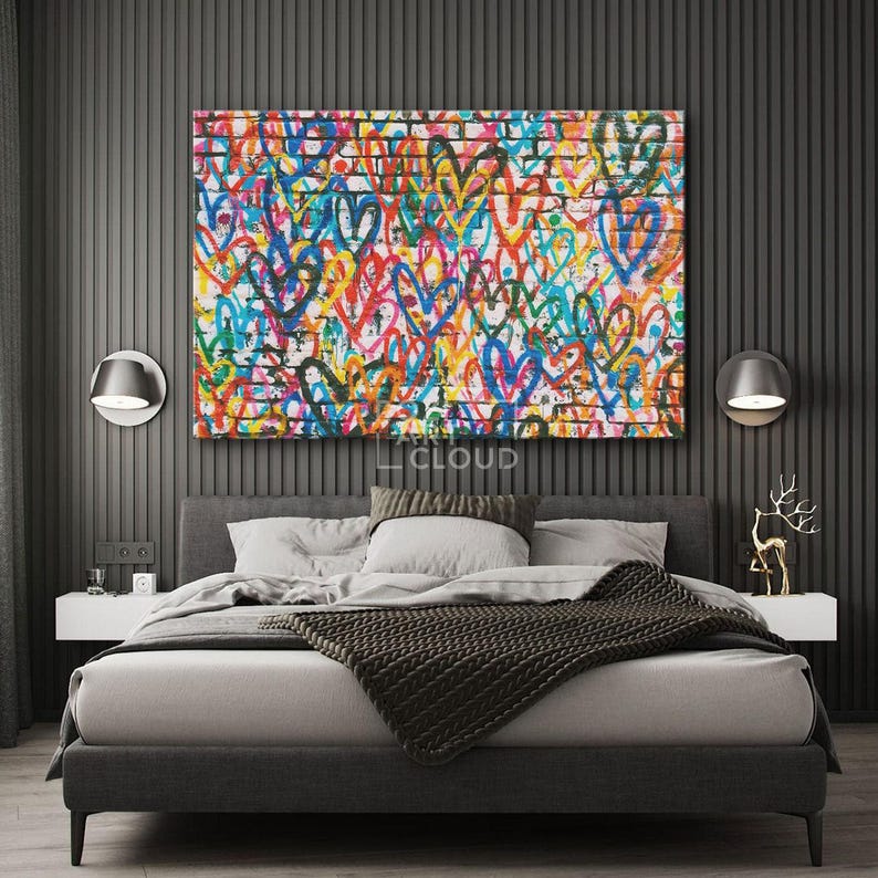 Abstract love wall prints canvas poster for bedroom, street art canvas, pop culture canvas decor, guest room interior, pop art