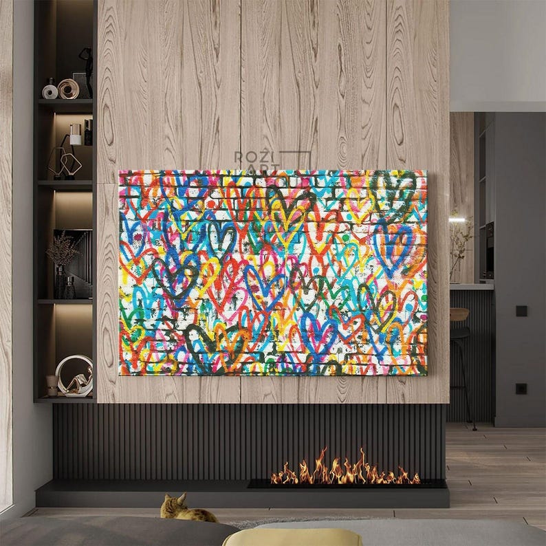 Abstract love wall prints canvas poster for bedroom, street art canvas, pop culture canvas decor, guest room interior, pop art