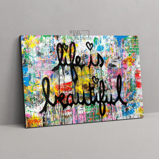 Graffiti street art canvas, motivational wall art, colorful room decor, graffiti art print, abstract wall decor, artwork for living room