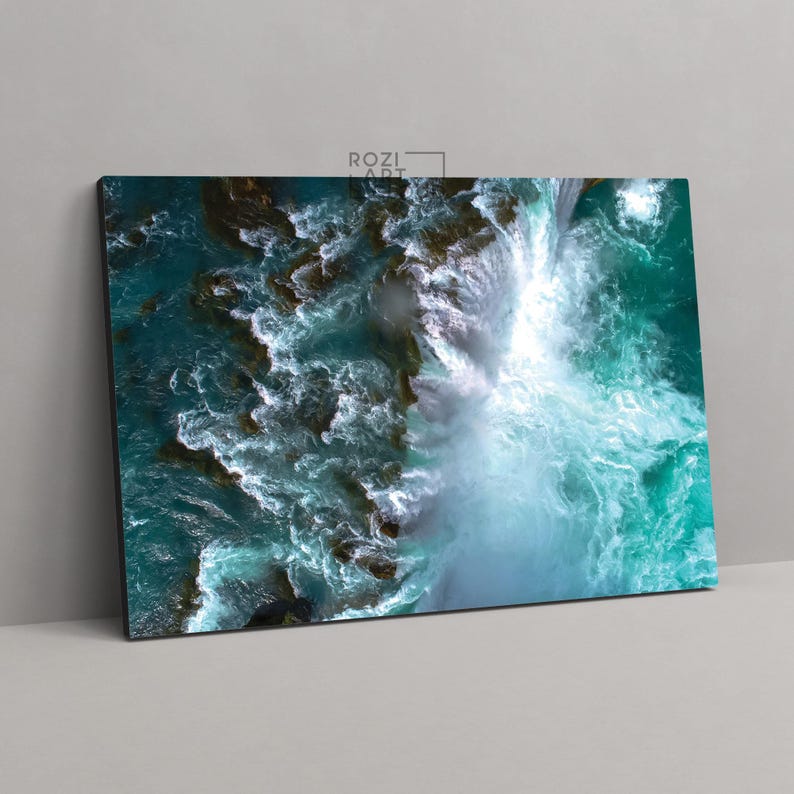 Ocean framed wall art, nature canvas print, colorful room decor, abstract wall art