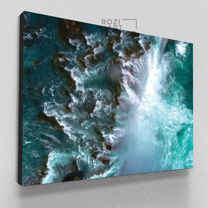 Ocean framed wall art, nature canvas print, colorful room decor, abstract wall art