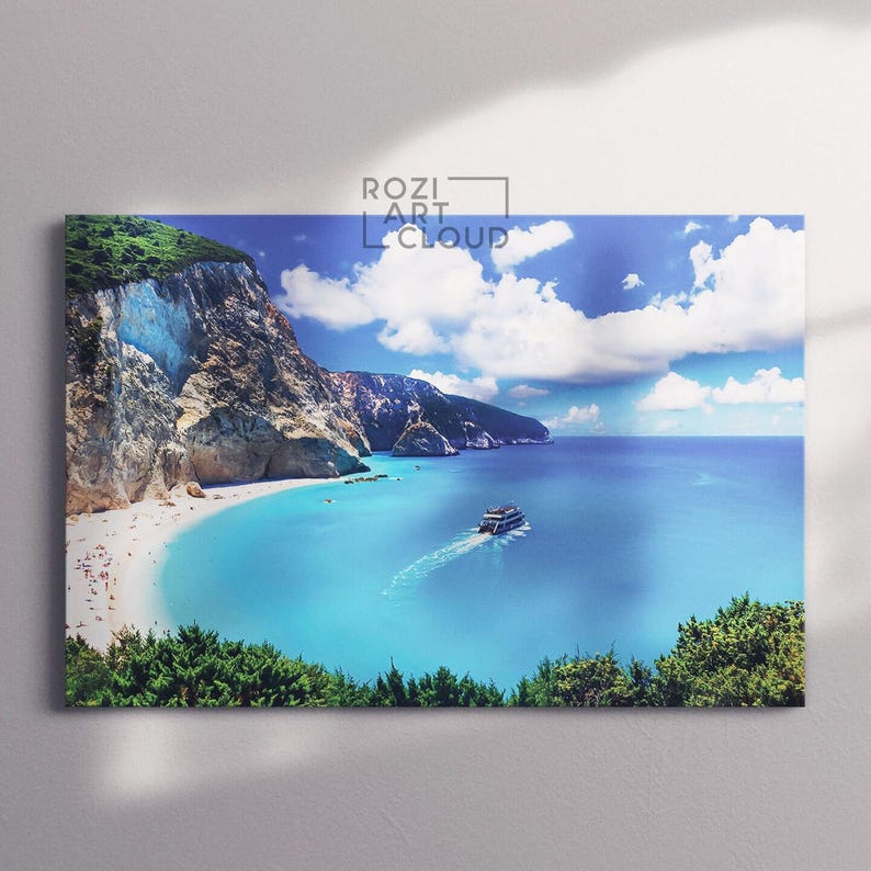 Extra large ocean beach wall art, framed canvas print, best friend gift, living room decor