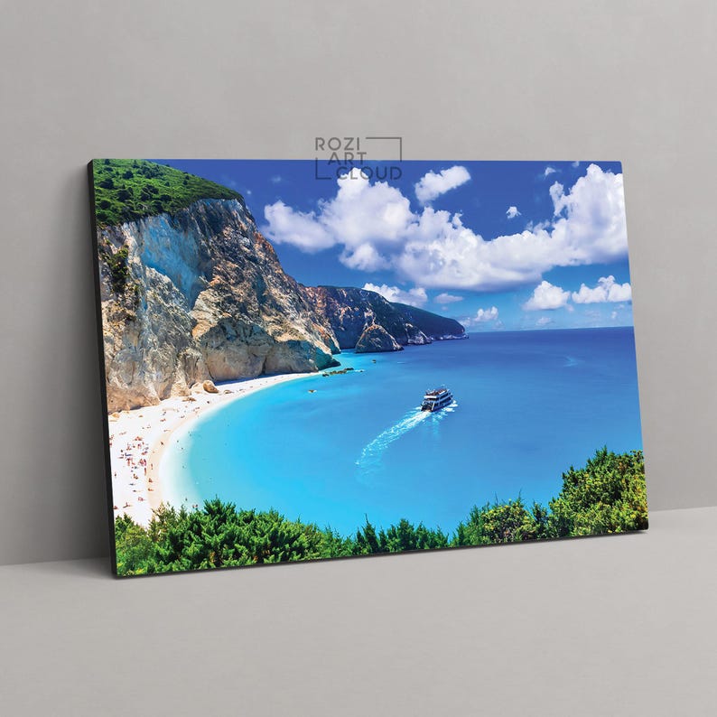 Extra large ocean beach wall art, framed canvas print, best friend gift, living room decor