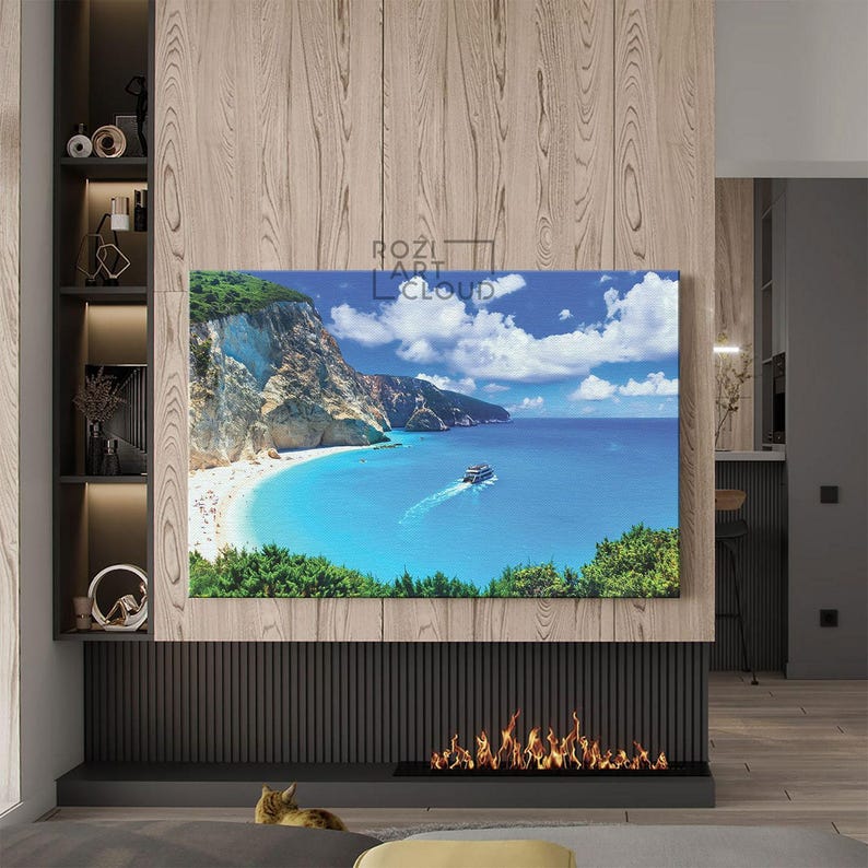 Extra large ocean beach wall art, framed canvas print, best friend gift, living room decor