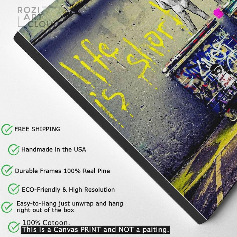 Banksy wall art print, street art prints, graffiti canvas art, high quality artwork, best friend gift, home decor modern art