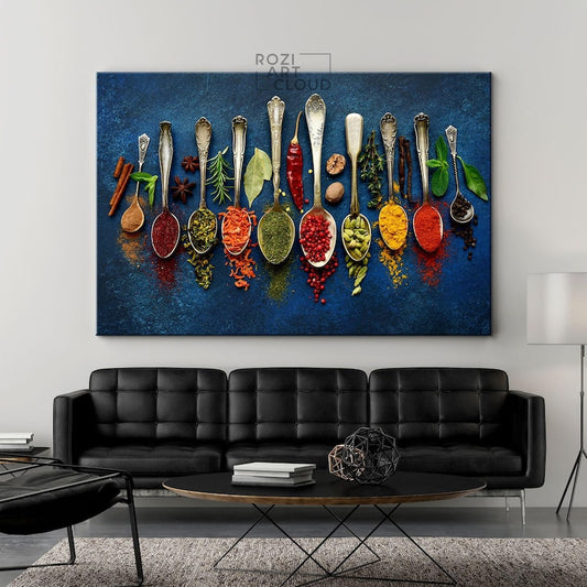 Herbs spices wall art, kitchen canvas print, food art poster, moms gift, gift for chefs, man cave decor