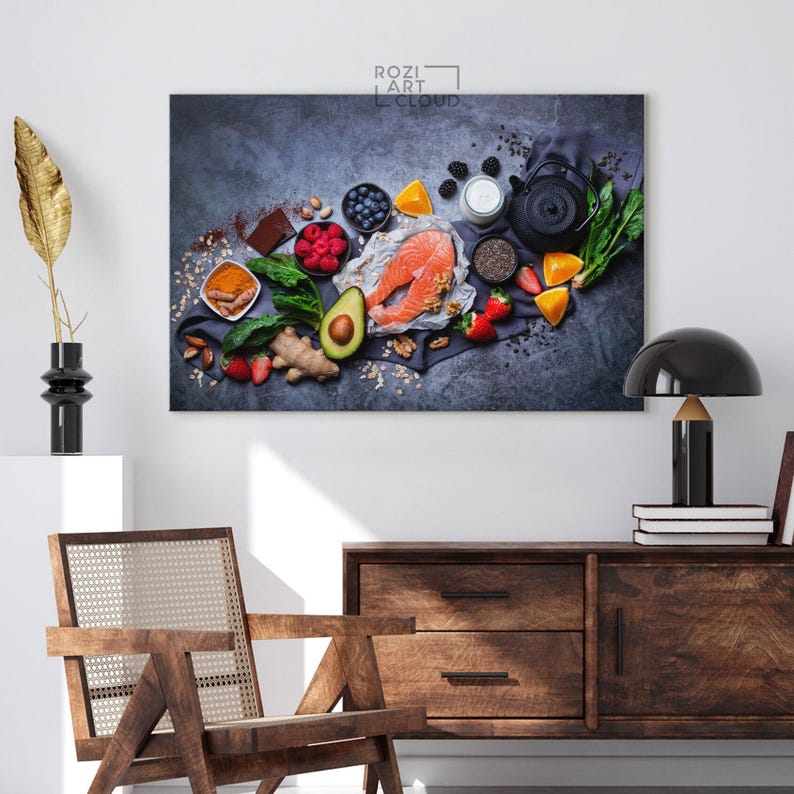 Food art print, vegetables fruit posters, kitchen canvas print, moms gift, gift for chefs, man cave decor