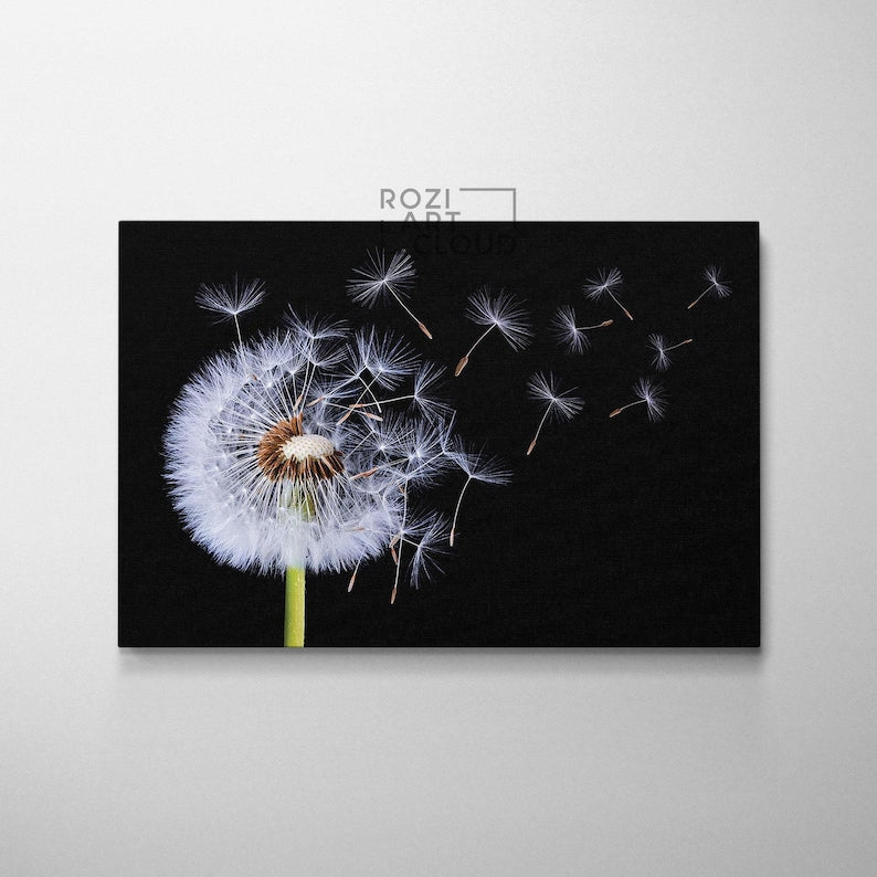 Dandelion canvas print, flowers wall decor, botanical wall art, nature wall decor, teen room decorations