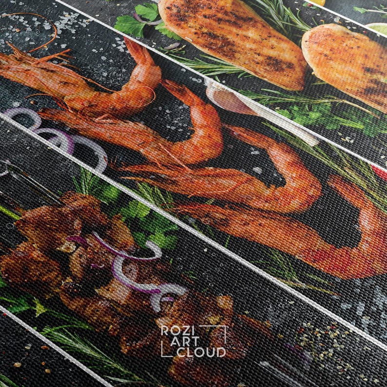 Kitchen wall art, Food art decor, seafoods poster canvas, cooking art printables, moms gift