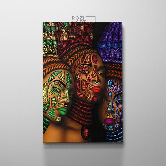 African american wall art decor, black woman portrait canvas print, large framed poster, fashion girl artwork home & office
