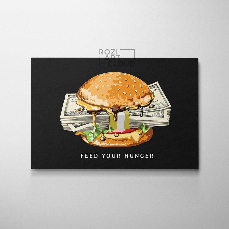 Money wall art, modern wall art for living room, home office wall decoration, illustration art prints, best friend gifts