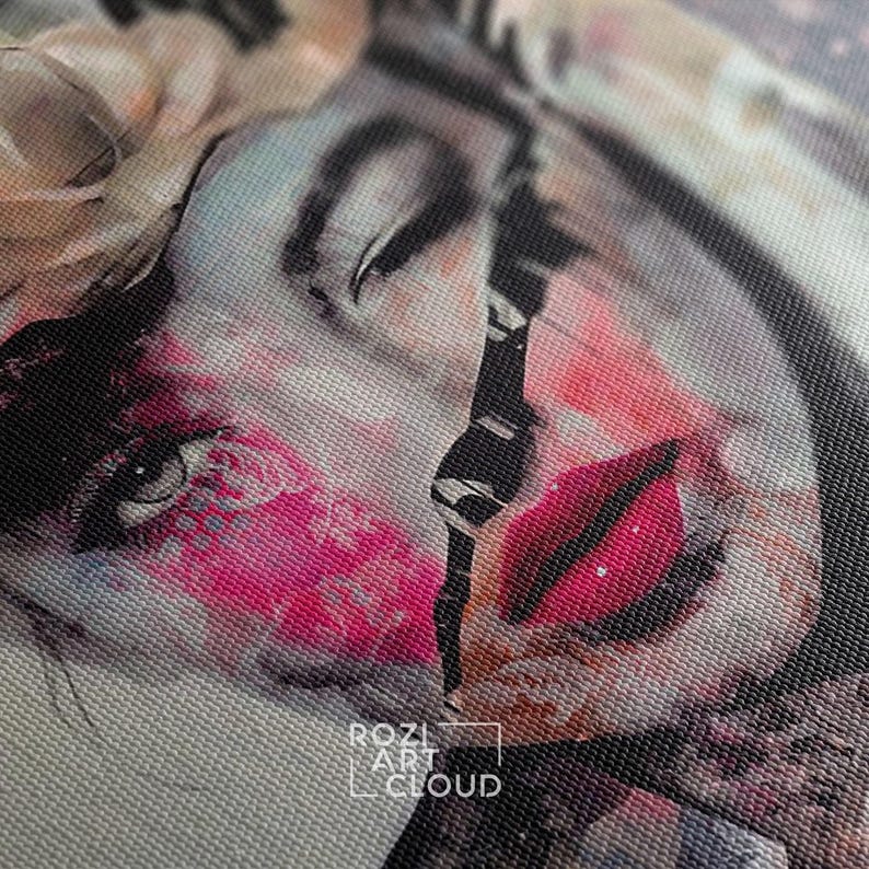 Woman pop art wall art print, mixed media art, feminist art poster, fashion model artwork, unique gifts, mid century modern art