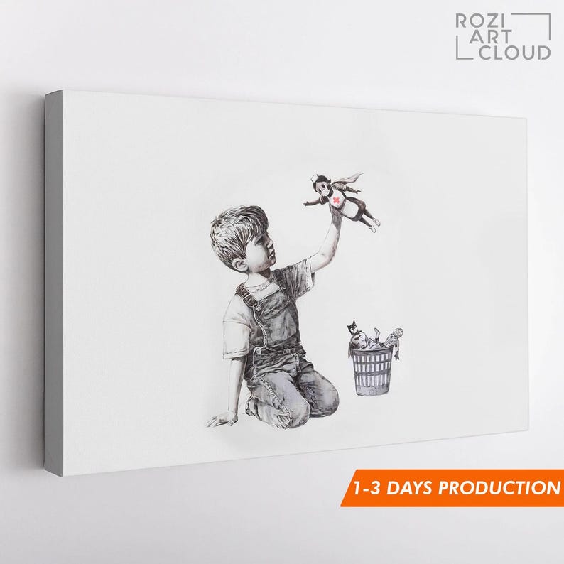 Banksy wall art print, graffiti canvas art, street art prints, best friend gift, home decor modern art, high quality artwork