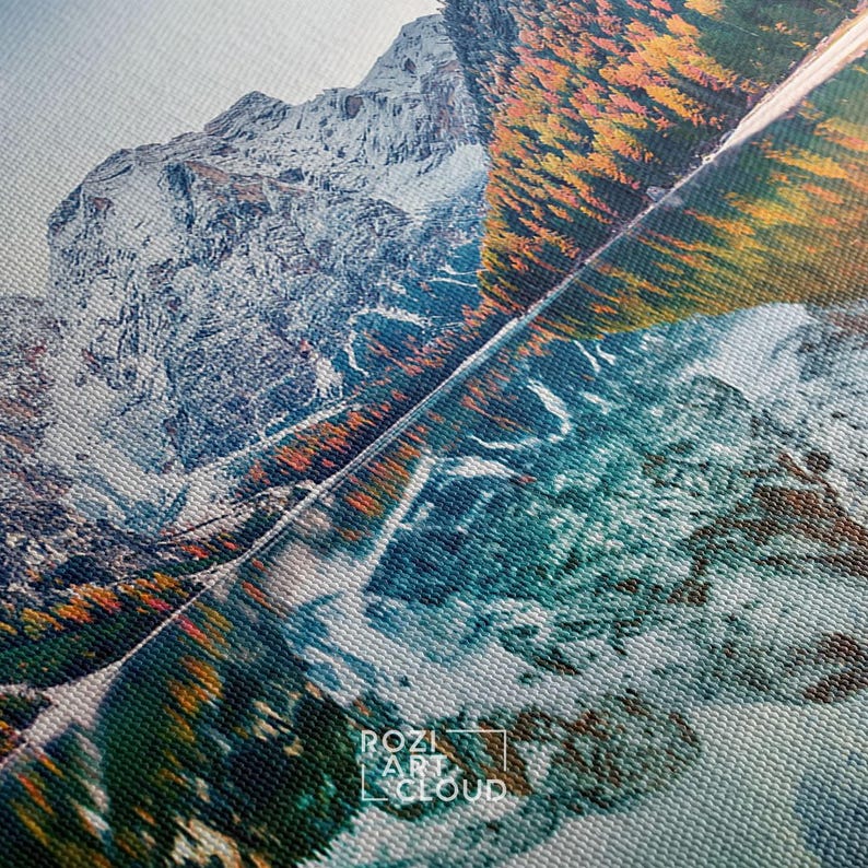 Mountain autumn wall decor, italy nature art prints, lake house decor, bedroom framed art, modern contemporary living room decor