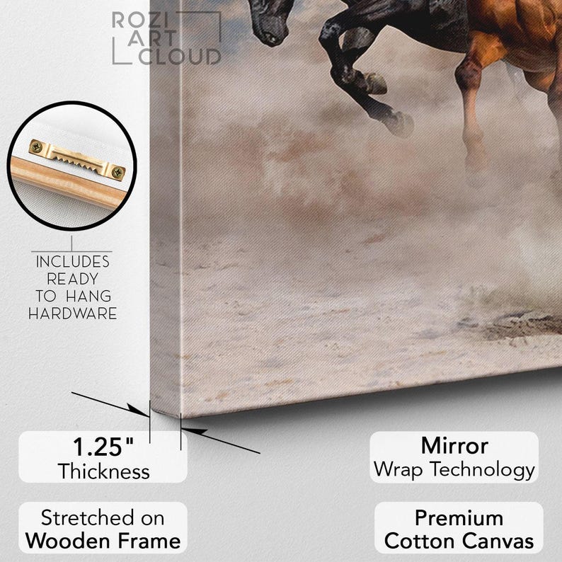 Horses canvas wall art decor, desert poster prints, animal canvas art, luxury bedroom interior decor, modern wall art for living room