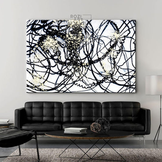 Black and white wall art, abstract canvas art, artwork for living room, large modern art, contemporary art prints, home gifts