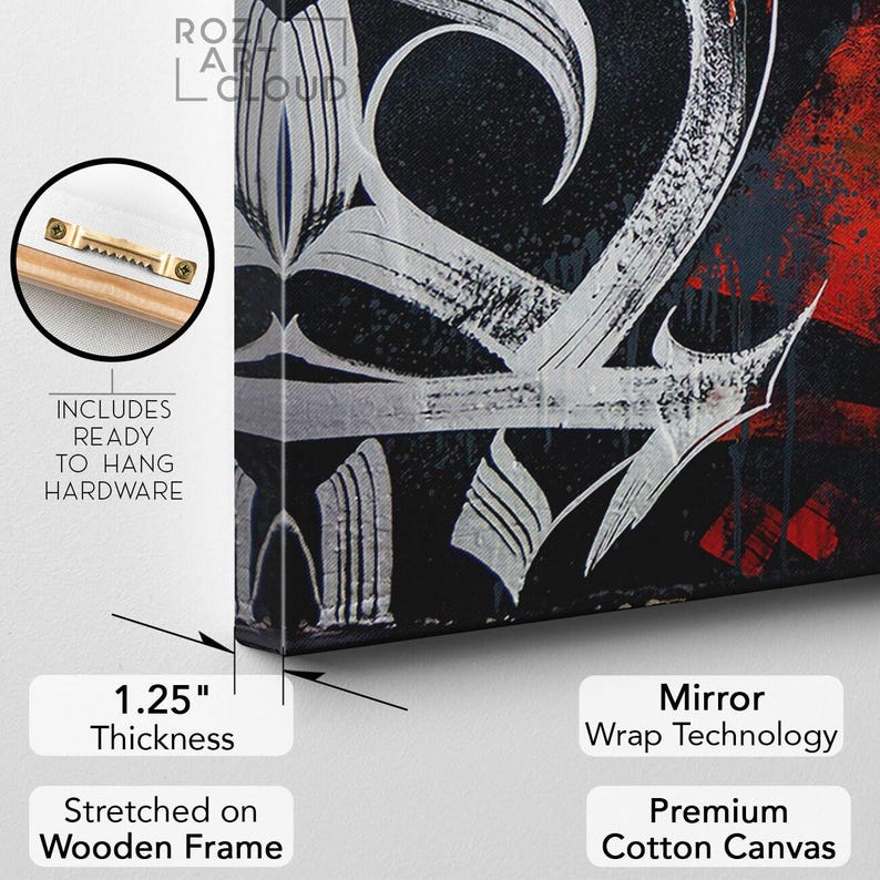 Abstract calligraphy street graffiti wall art, red black white print, luxury office interior design elegant bedroom decor trendy room prints