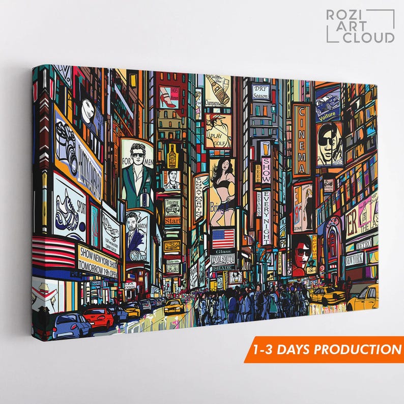 New york city prints for living room, vector illustration decor art, large architecture poster, oversized wall art