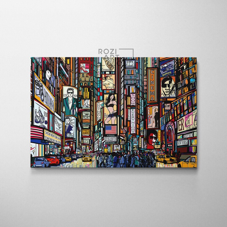 New york city prints for living room, vector illustration decor art, large architecture poster, oversized wall art