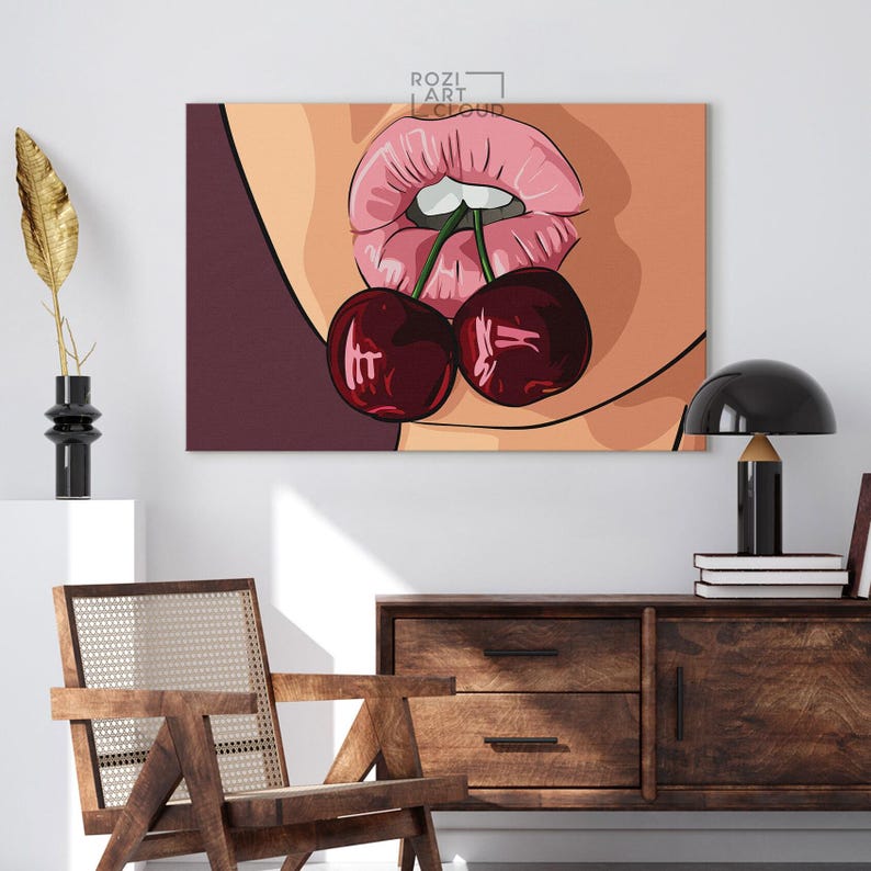 Sexy wall art, contemporary illustration art prints, large wall art for living room, woman canvas art, best friend gifts