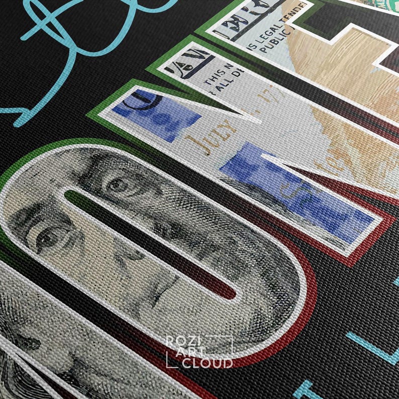 Motivational wall decor, luxury bedroom interior decor, modern wall art for living room, money wall art, illustration art prints