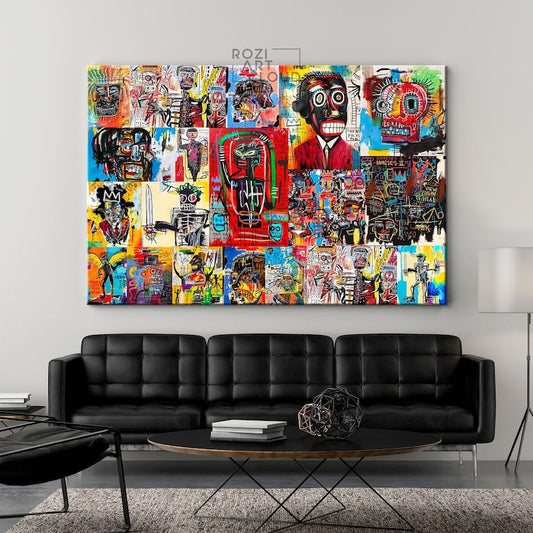 Abstract graffiti street art wall art poster print, extra large framed canvas artwork, colorful abstract prints