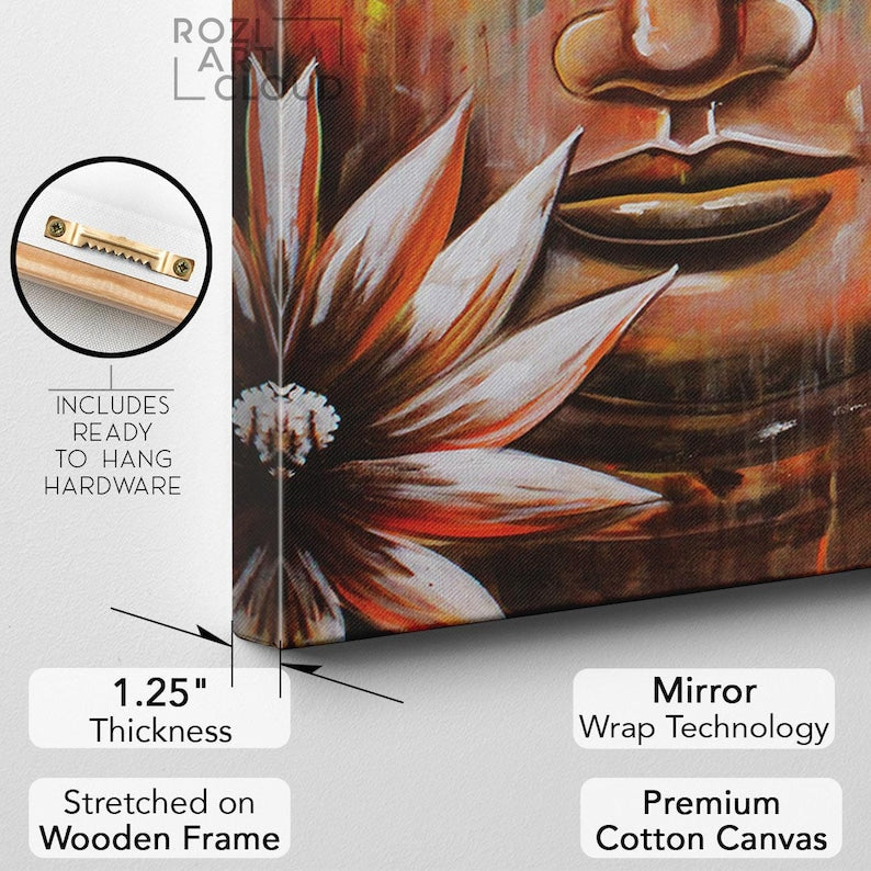 Buddha statue wall art, zen wall decor, spirtual poster, contemporary art prints, modern wall art decor, painting on canvas