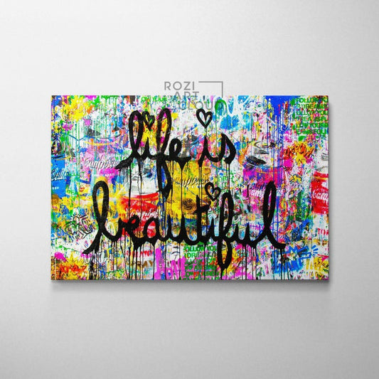 Banksy poster prints, colorful abstract canvas art, wall decor living room, large modern art, futuristic art print