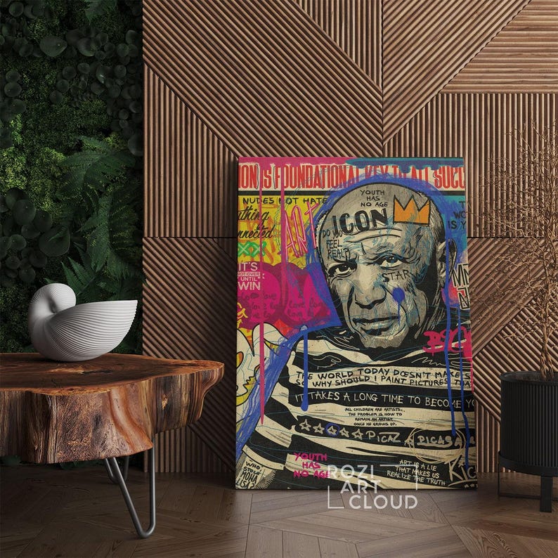 Pablo picasso pop art, modern street graffiti print, trendy pop art culture, modern wall art decor, living room hangings, bedroom posters