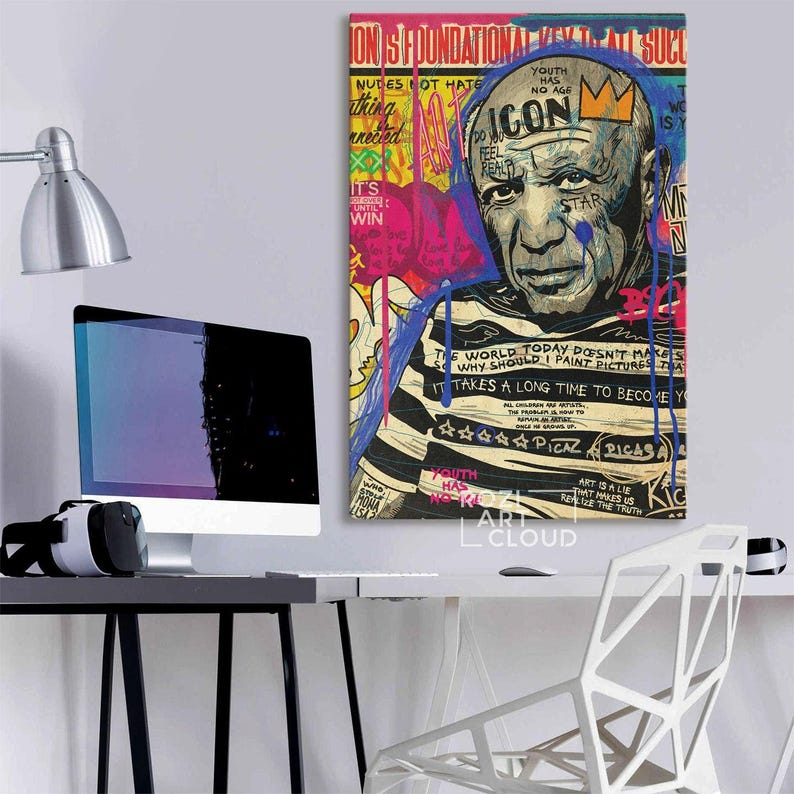 Pablo picasso pop art, modern street graffiti print, trendy pop art culture, modern wall art decor, living room hangings, bedroom posters