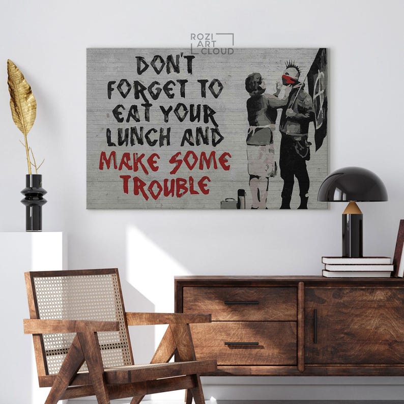 Banksy wall art print, graffiti canvas art, home decor modern art, street art prints, best friend gift, high quality artwork