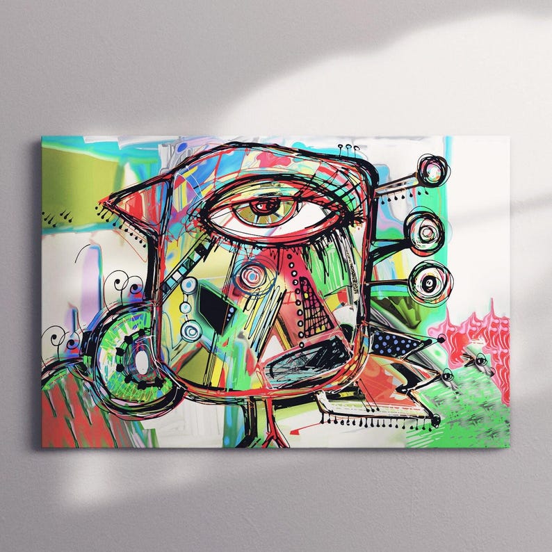 Pablo picasso print wall art framed poster, graffiti art prints, colorful abstract canvas prints, large modern art, wall decor living room