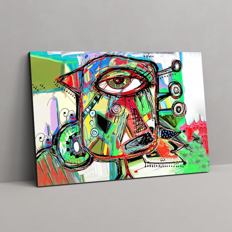 Pablo picasso print wall art framed poster, graffiti art prints, colorful abstract canvas prints, large modern art, wall decor living room