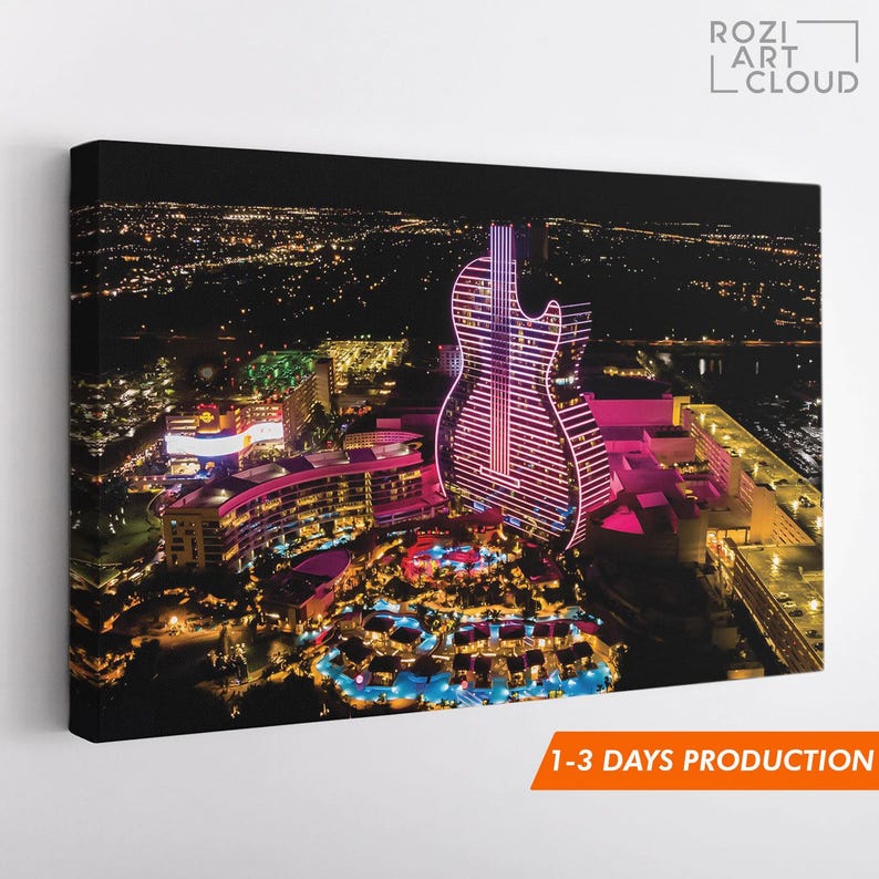 Hard Rock Casino & Hotel, Hollywood Florida canvas prints wall art, poster decor, city artwork