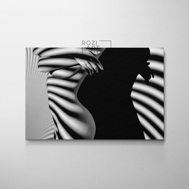 Nude woman poster print, erotic wall art, black and white wall decor, sexy canvas art, modern contemporary art prints