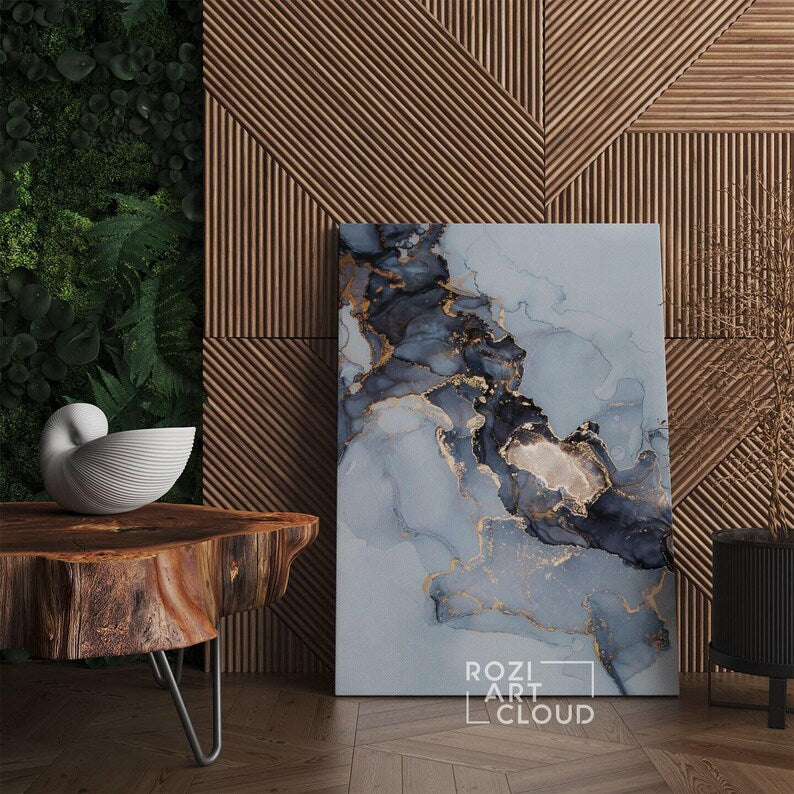 Abstract canvas wall art, luxury bedroom interior decor, modern wall art for living room, best friend gifts, marble art prints