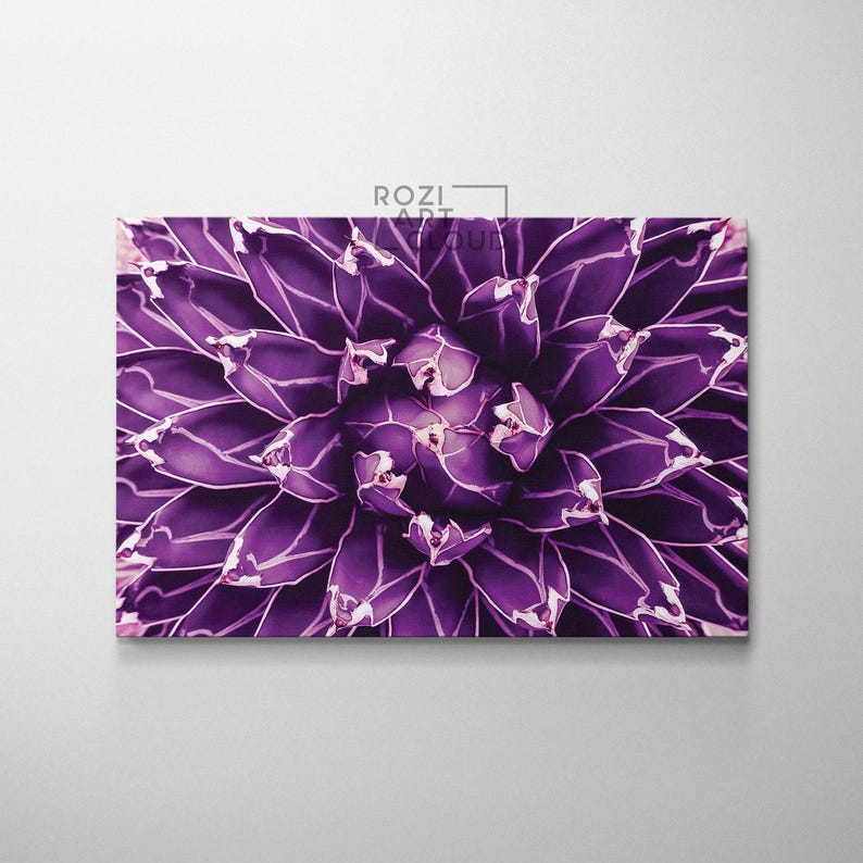 Agave cactus print decor, purple wall art, abstract canvas art, large modern art, contemporary art prints, best friend gifts