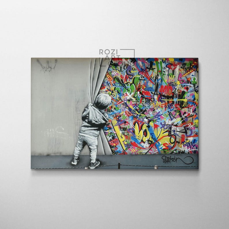 Banksy wall art print, graffiti canvas art, home decor modern art, high quality artwork, street art prints, best friend gift