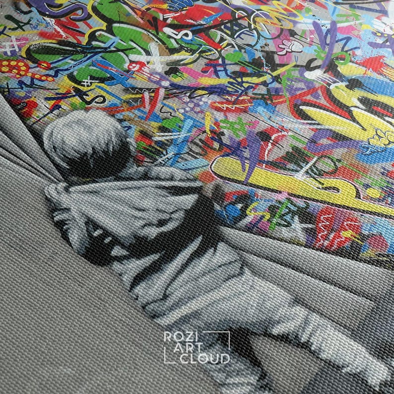 Banksy wall art print, graffiti canvas art, home decor modern art, high quality artwork, street art prints, best friend gift