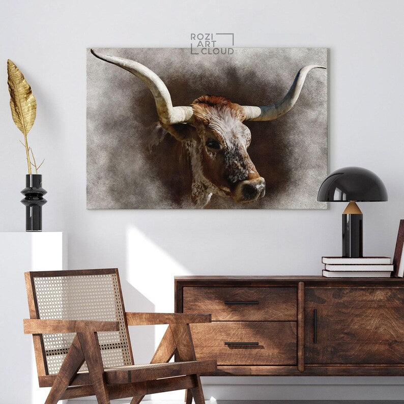Cow wall art prints, farmhouse style artwork, animal canvas prints, best friend gifts, wall hanging for living room