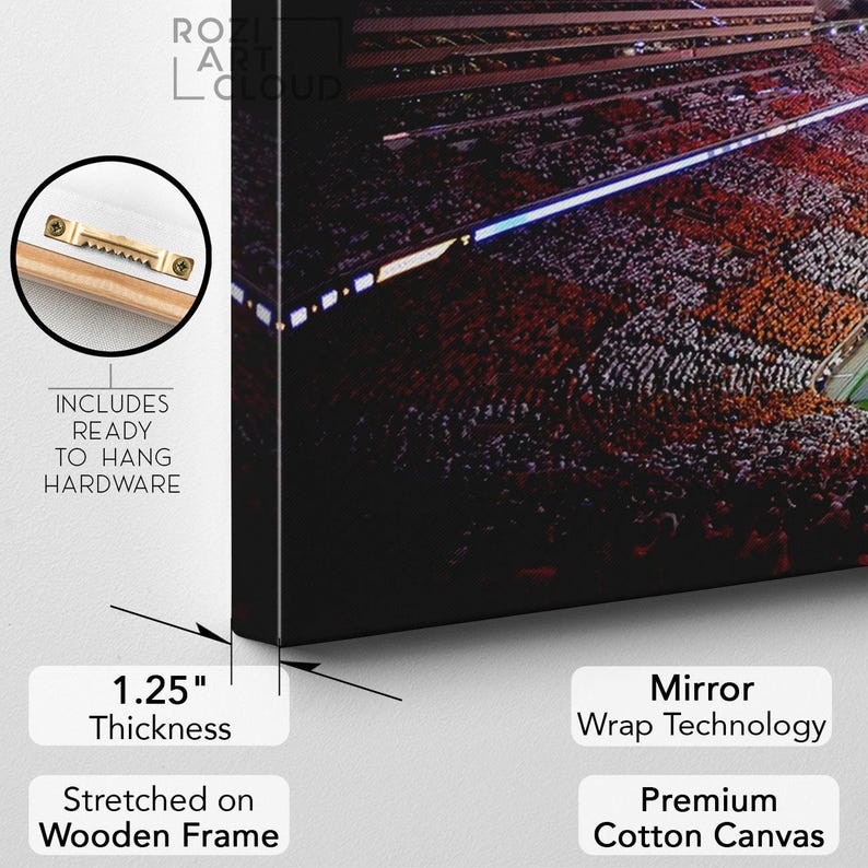Tennessee vols wall art framed canvas print, university of tennessee neyland stadium poster