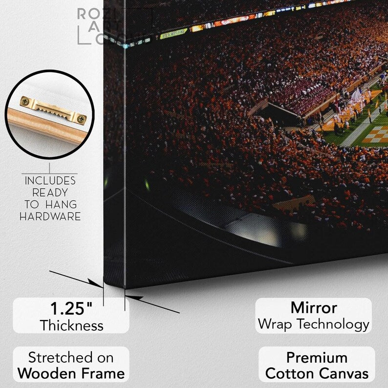 Tennessee vols wall art framed canvas print, university of tennessee neyland stadium poster