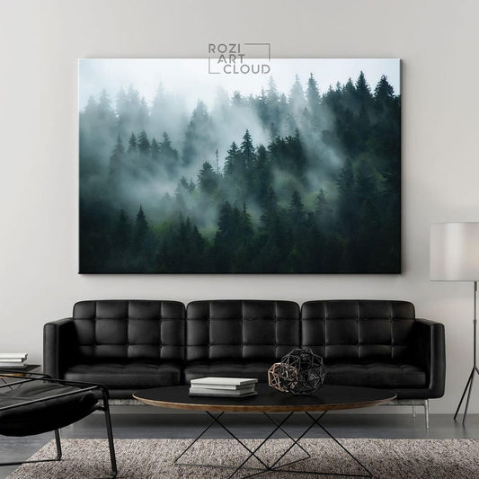 Misty forest wall art decor nature print landscape canvas art