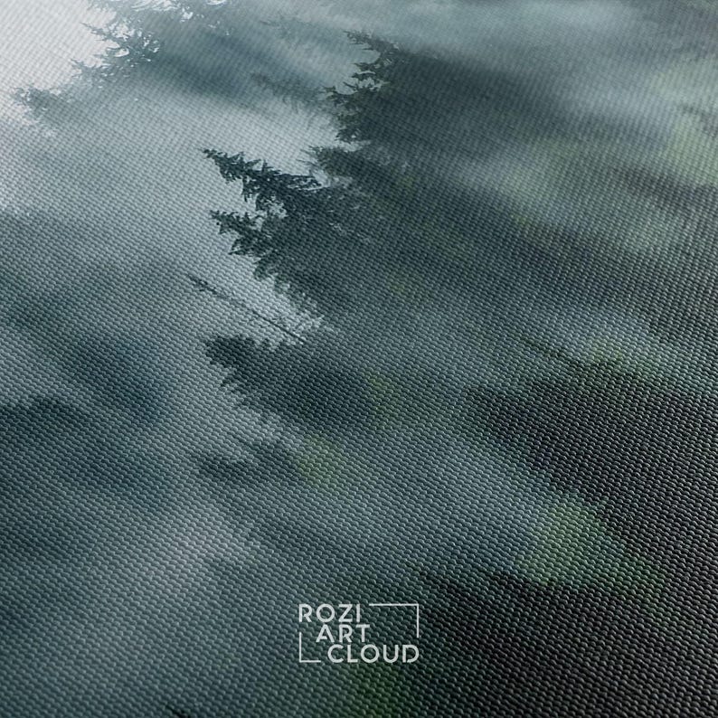 Misty forest wall art decor nature print landscape canvas art